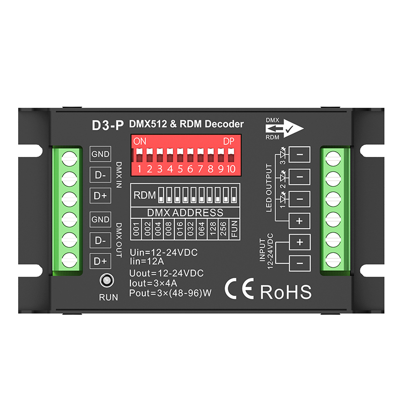 12-24VDC 3CH*4A CV DMX Decoder D3-P